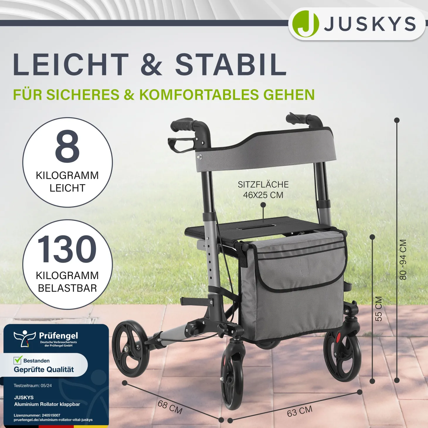 Aluminium Rollator Vital mit Sitz