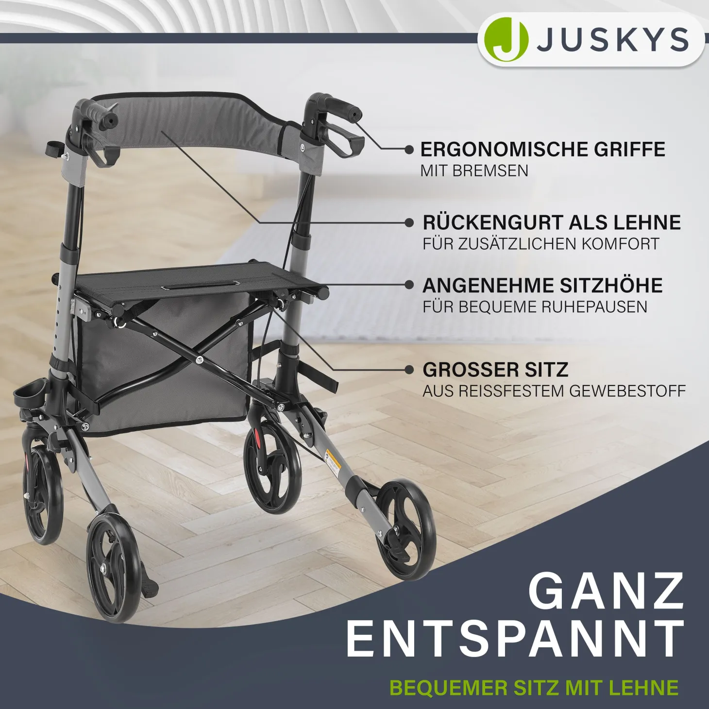 Aluminium Rollator Vital mit Sitz