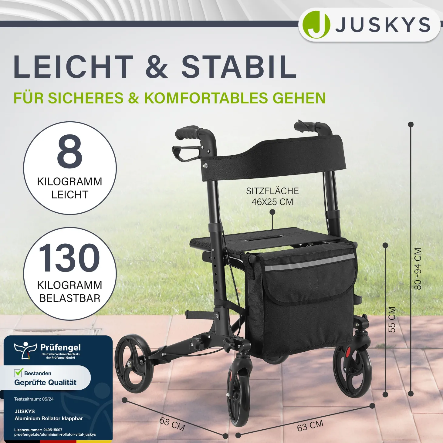 Aluminium Rollator Vital mit Sitz