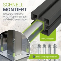 Aufschraubhülse für WPC Zaunelemente