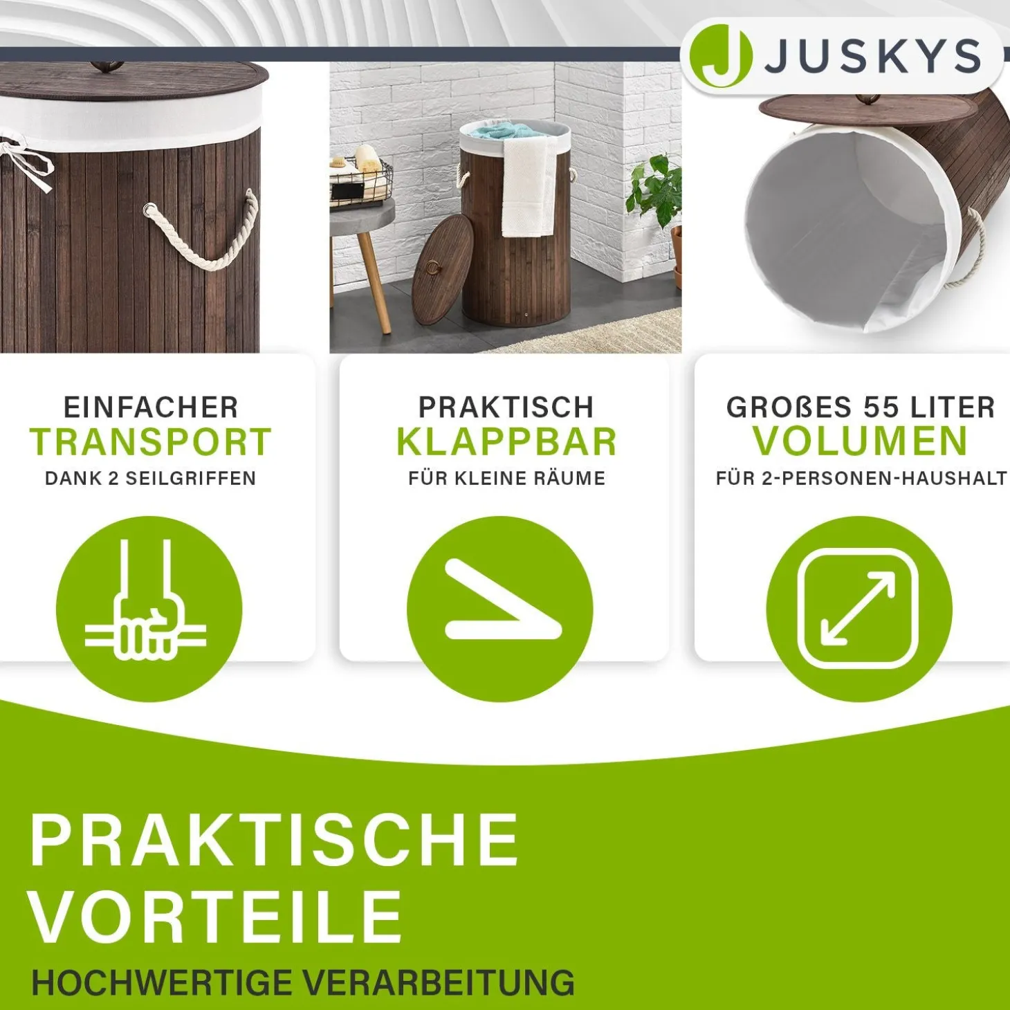 Bambus Wäschekorb Curly-Round