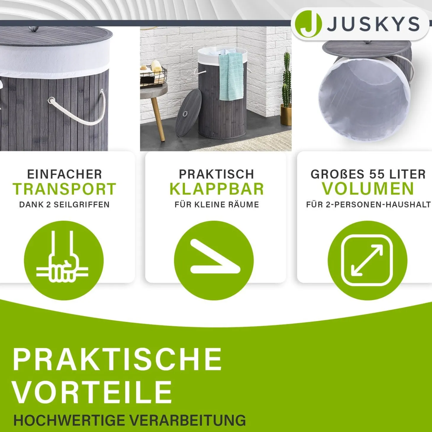 Bambus Wäschekorb Curly-Round