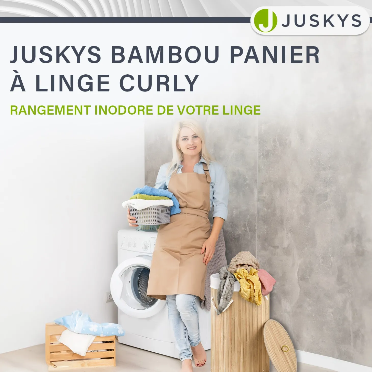Bambus Wäschekorb Curly-Round