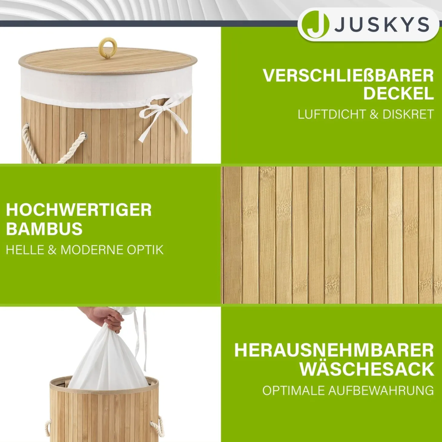 Bambus Wäschekorb Curly-Round