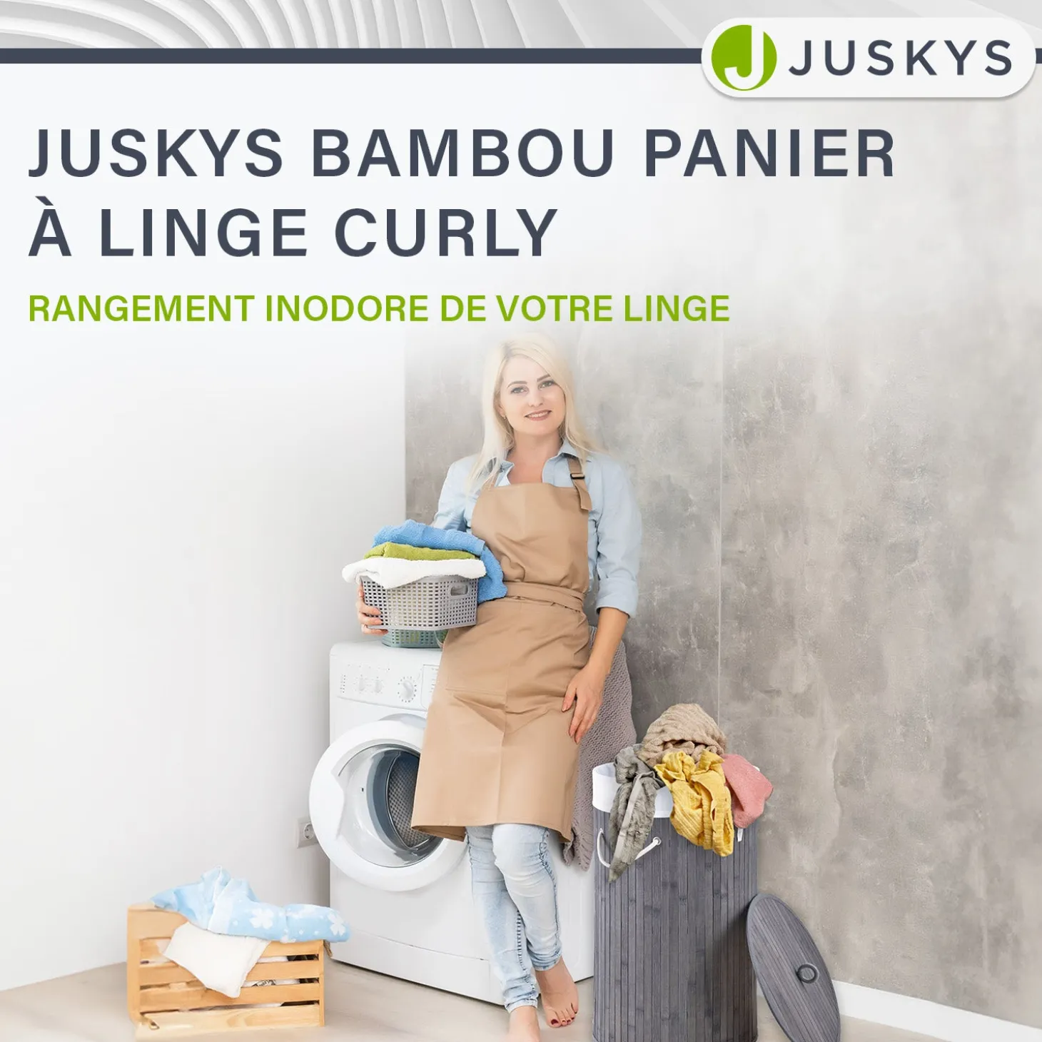 Bambus Wäschekorb Curly-Round