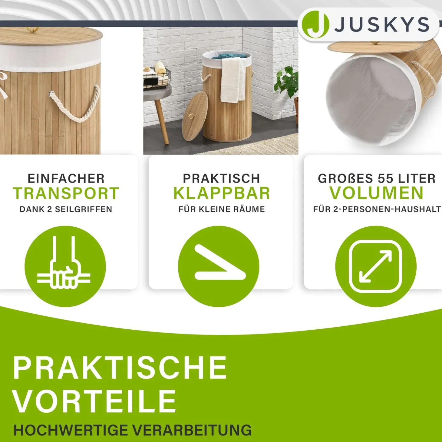 Bambus Wäschekorb Curly-Round