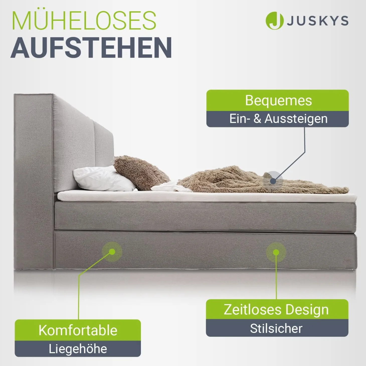 Boxspringbett Detroit - Chenille-Stoff