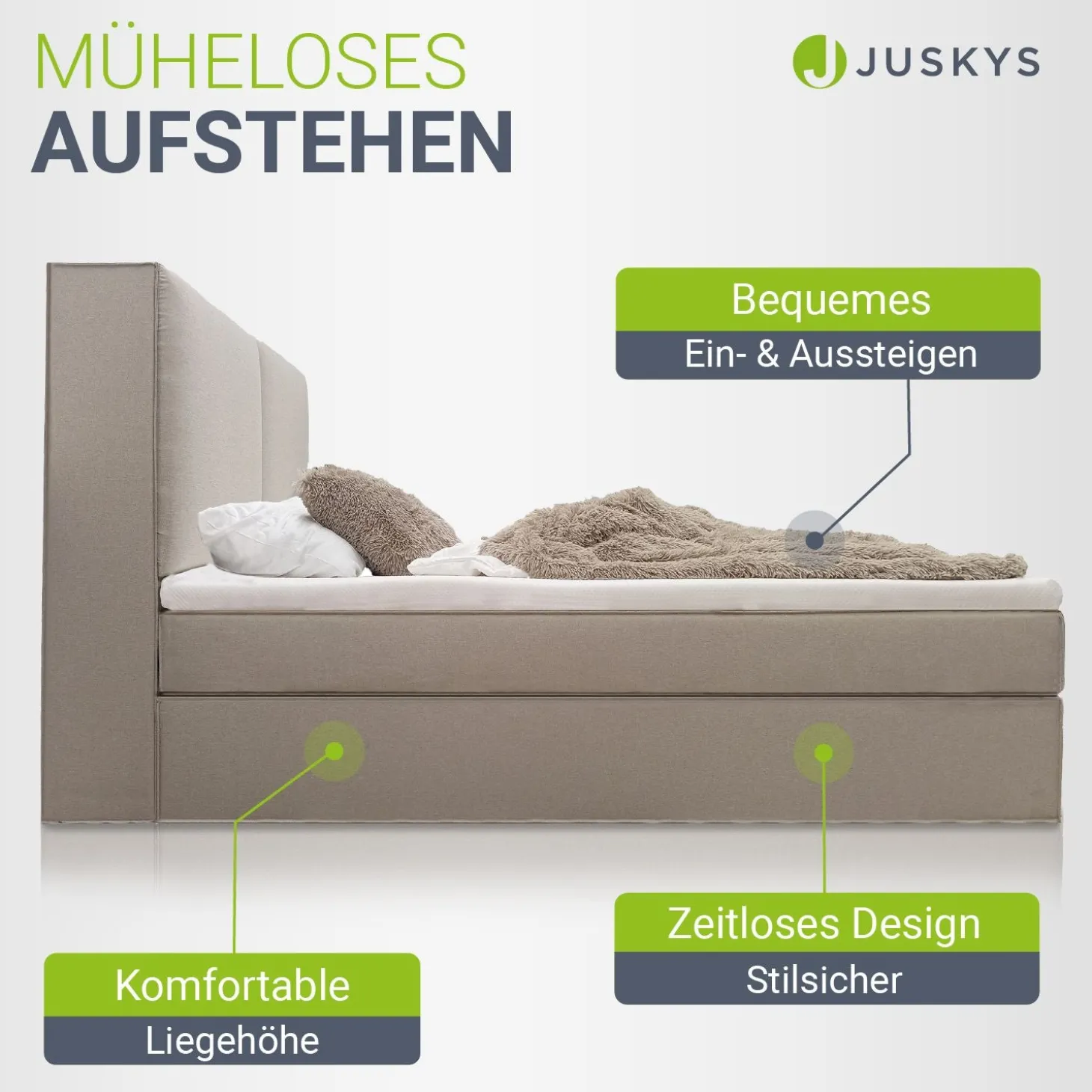 Boxspringbett Detroit - Chenille-Stoff