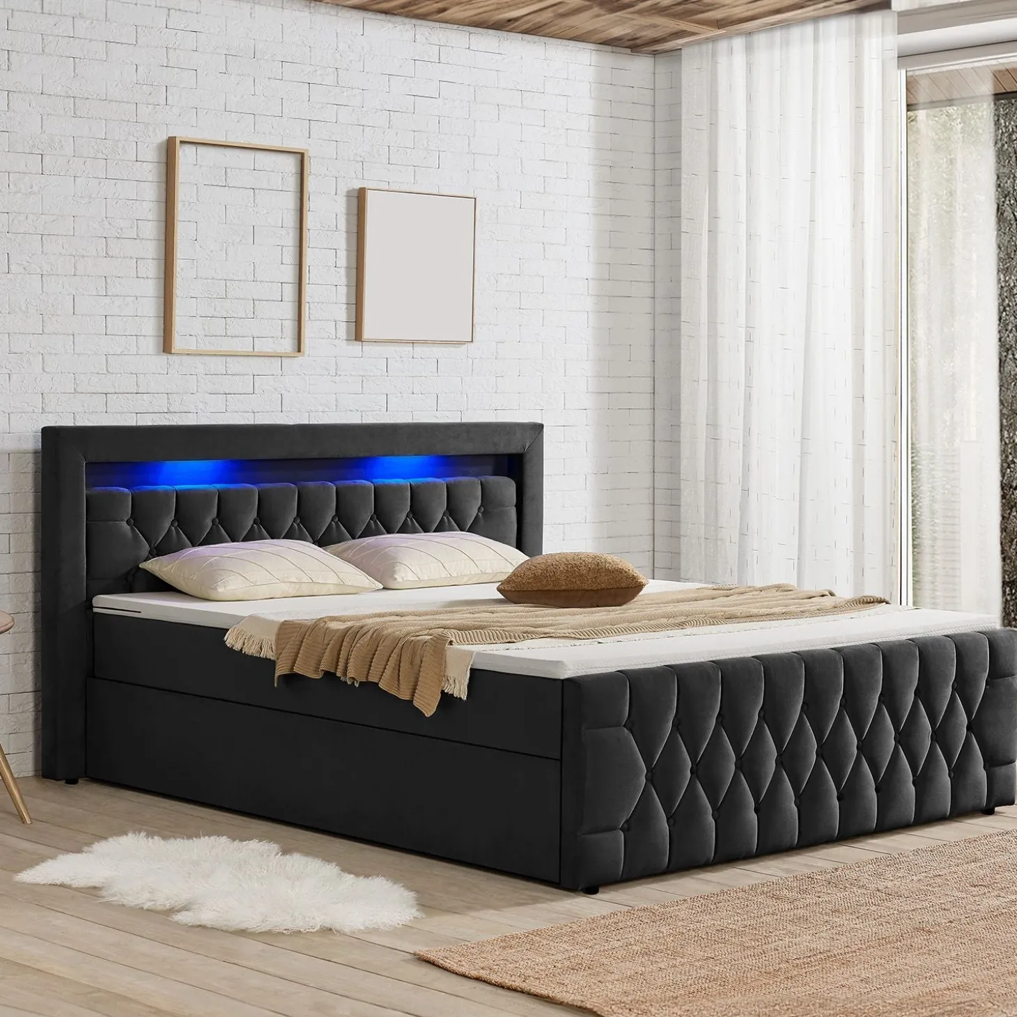 Boxspringbett Leona - Samt