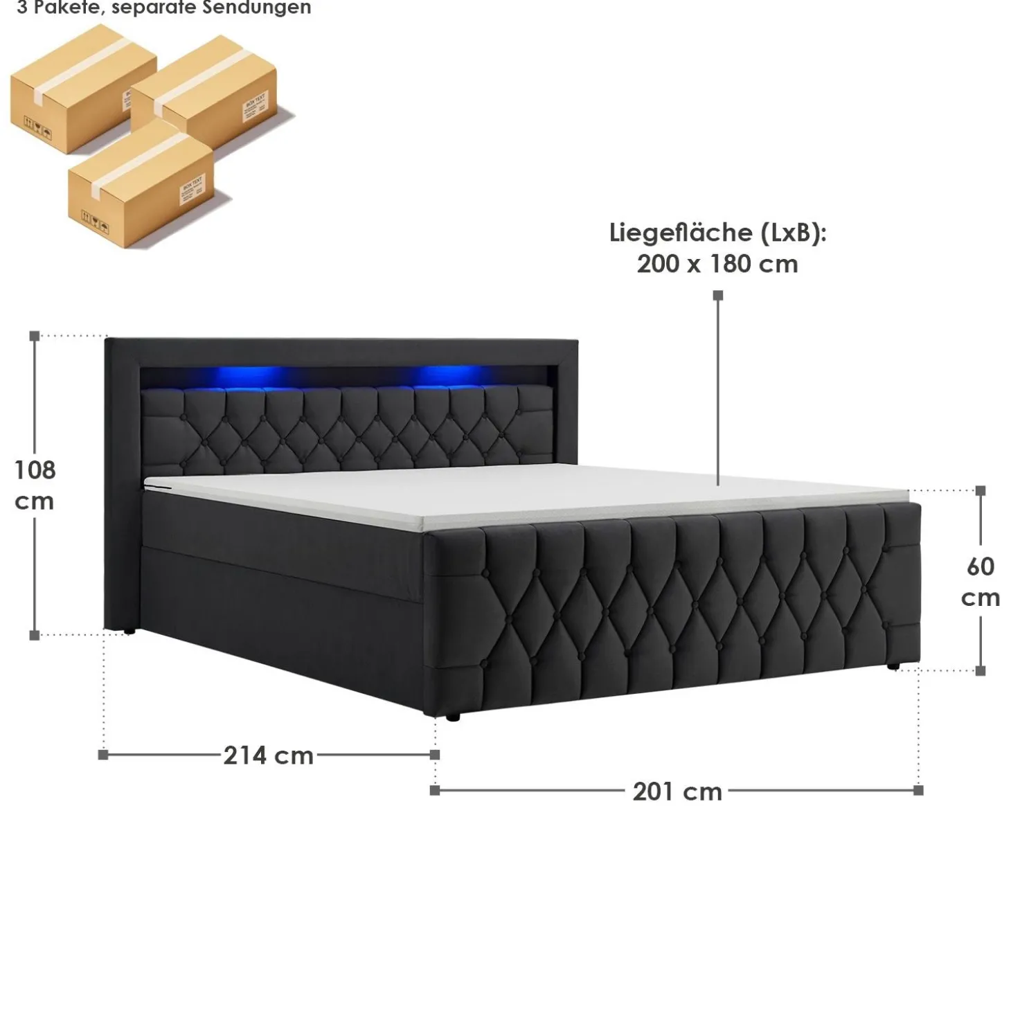 Boxspringbett Leona - Samt