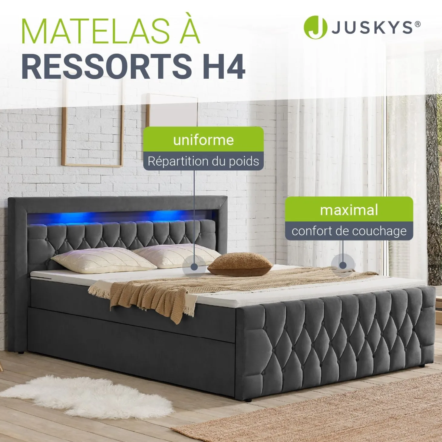 Boxspringbett Leona - Samt