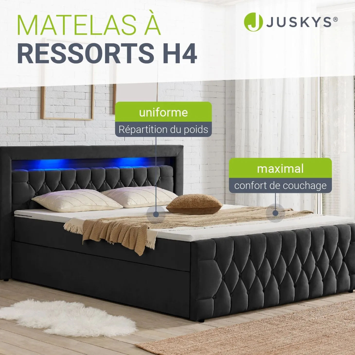 Boxspringbett Leona - Samt