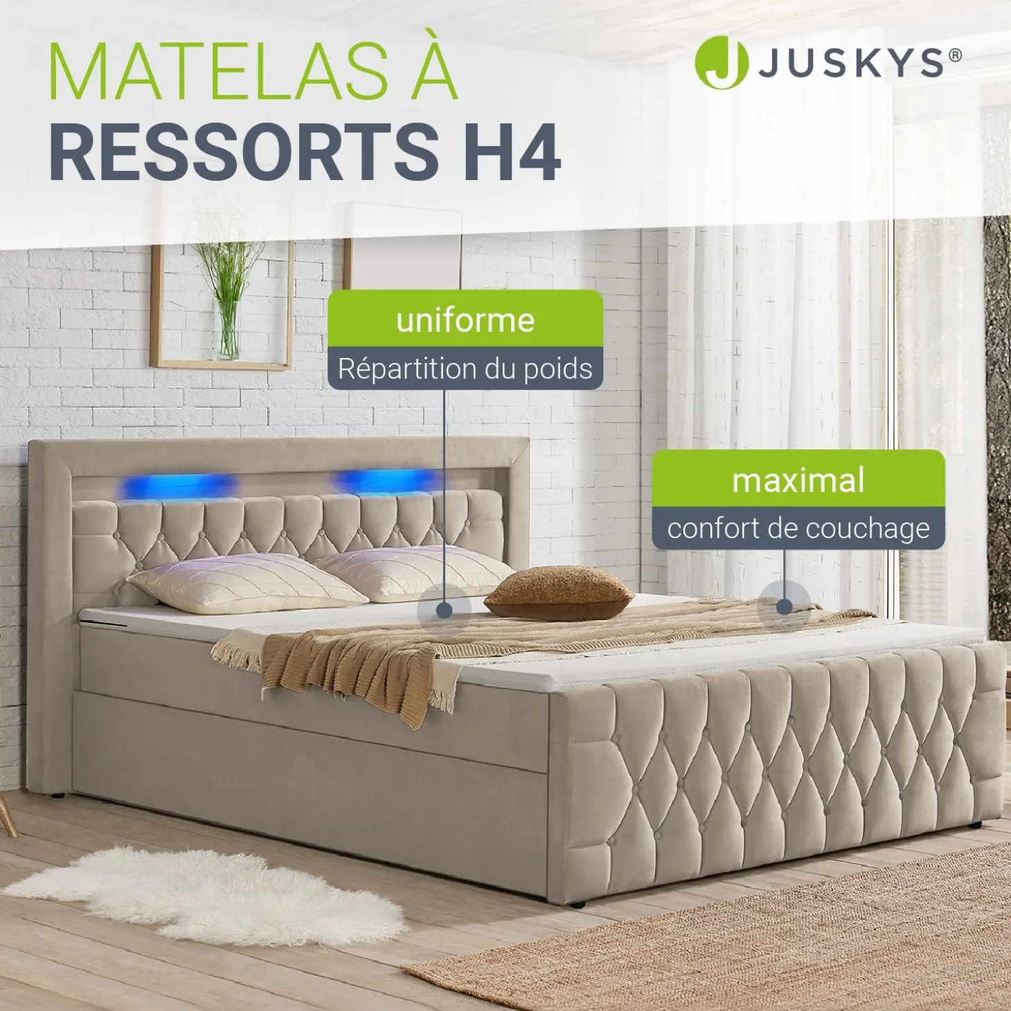 Boxspringbett Leona - Samt