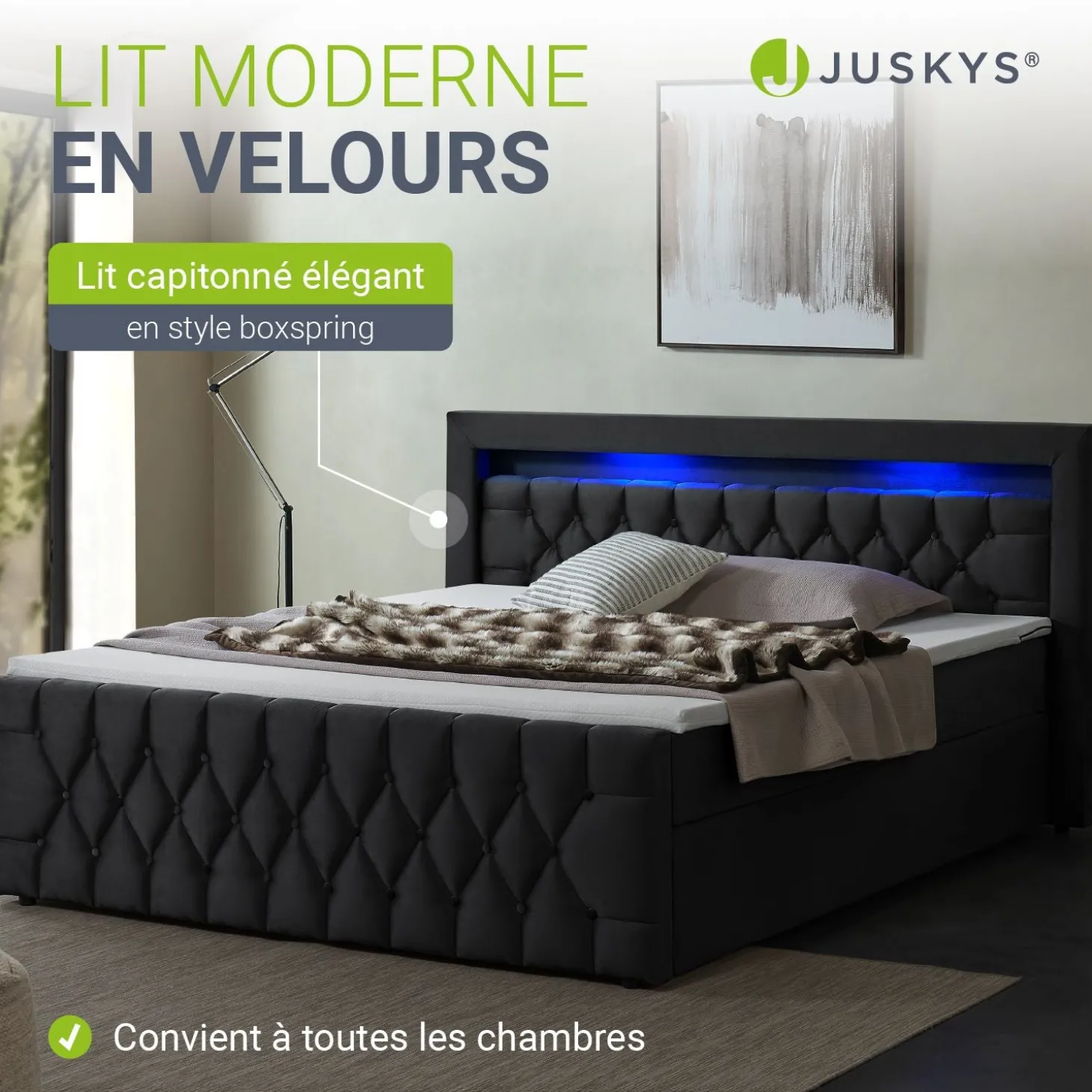 Boxspringbett Leona - Samt