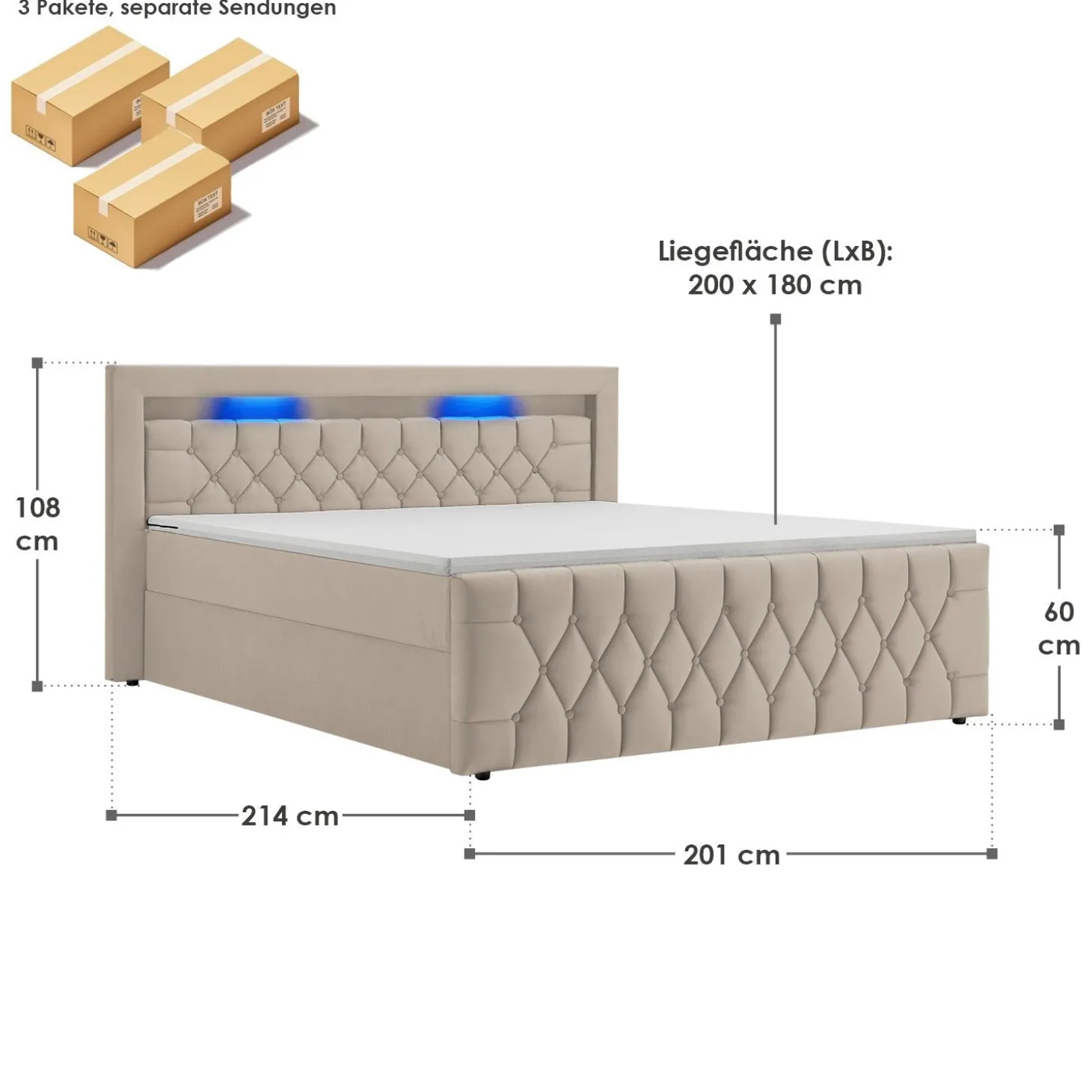 Boxspringbett Leona - Samt