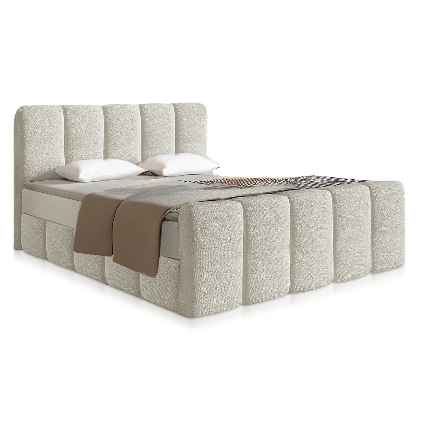 Boxspringbett Manitoba - Bouclé-Stoff