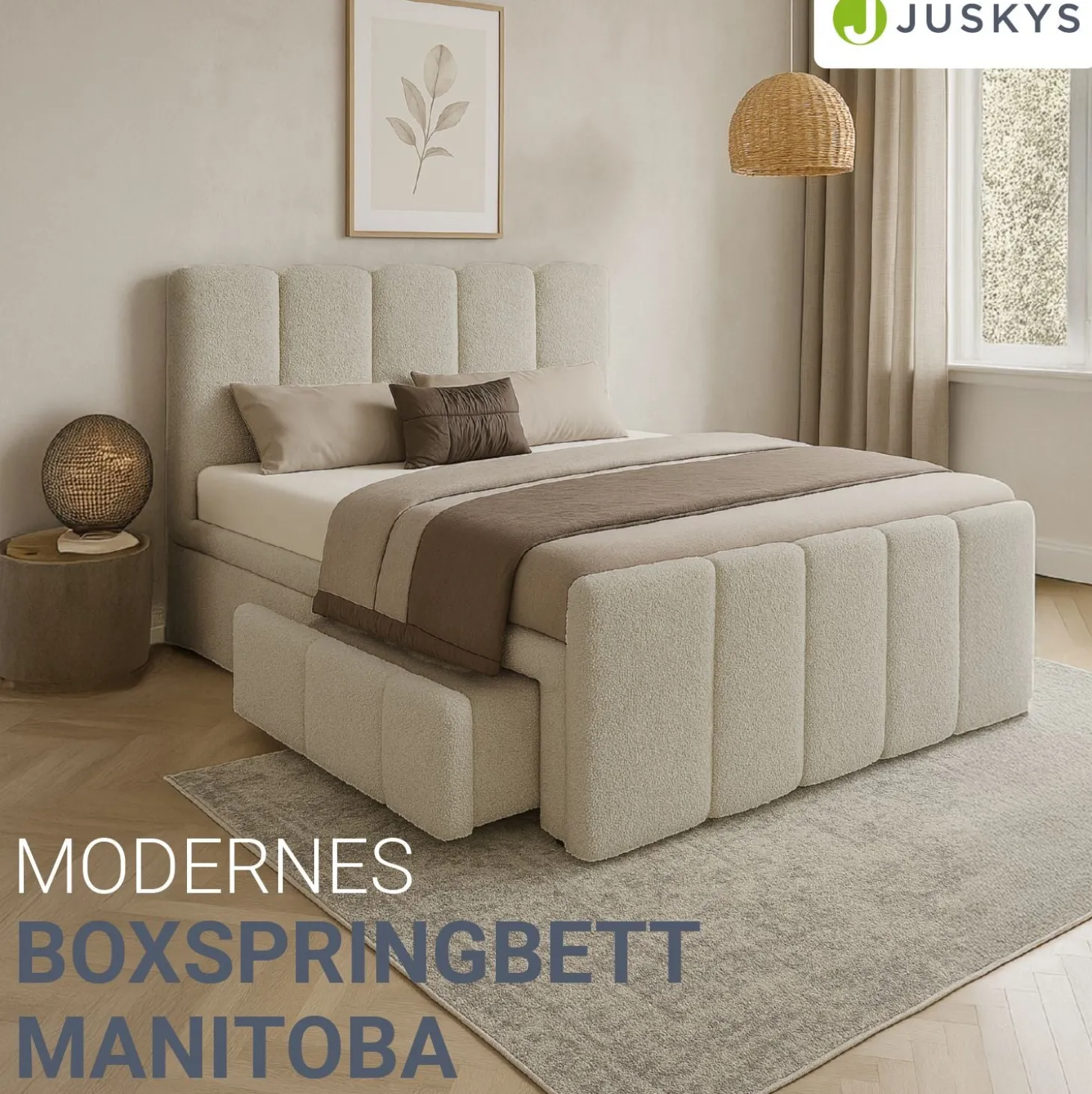 Boxspringbett Manitoba - Bouclé-Stoff
