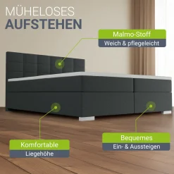 Boxspringbett Seattle - Malmo-Stoff