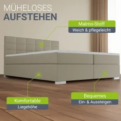Boxspringbett Seattle - Malmo-Stoff