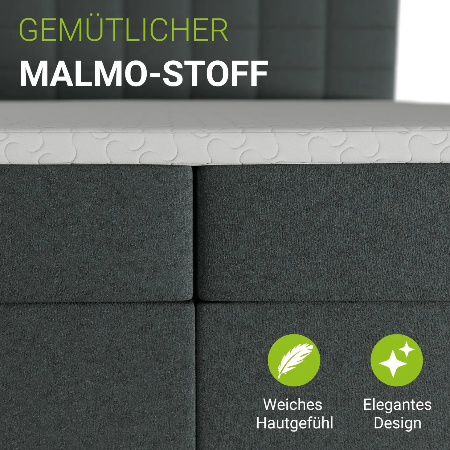 Boxspringbett Seattle - Malmo-Stoff