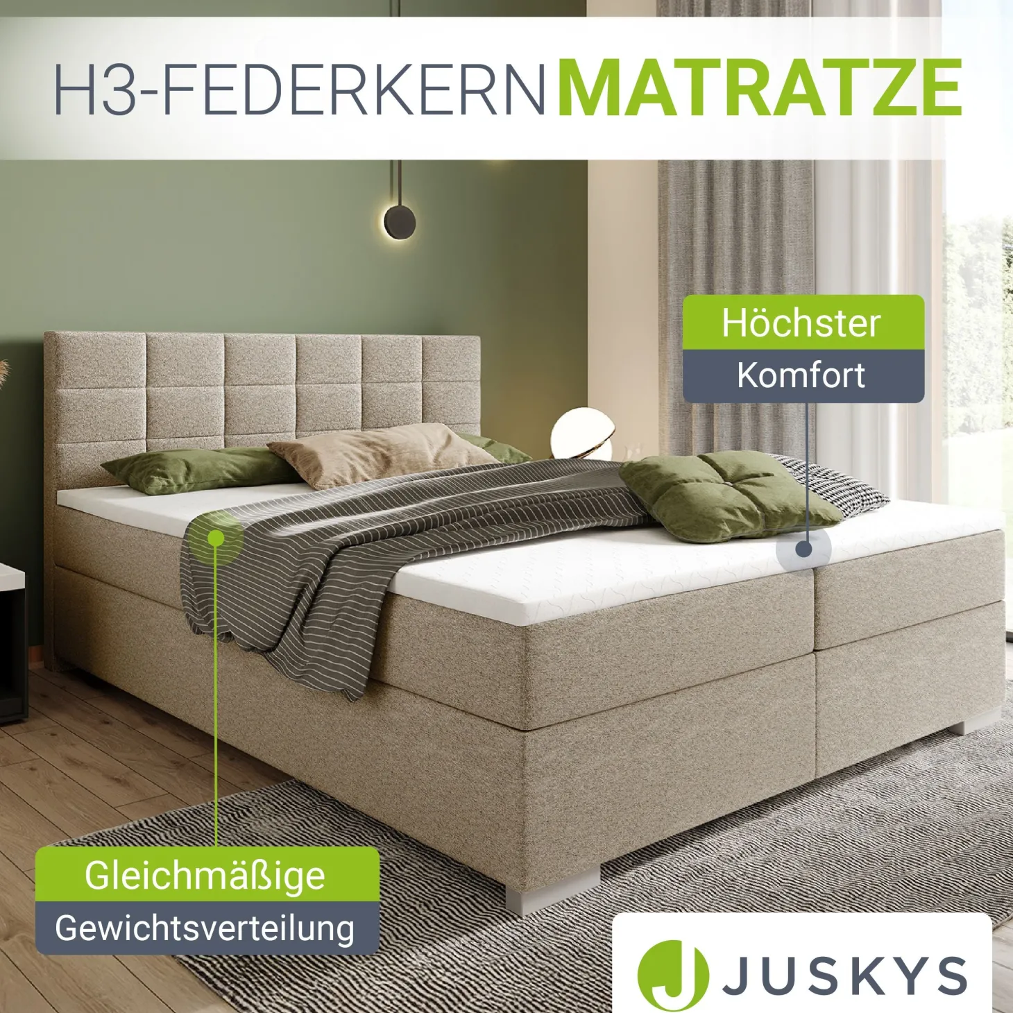 Boxspringbett Seattle - Malmo-Stoff