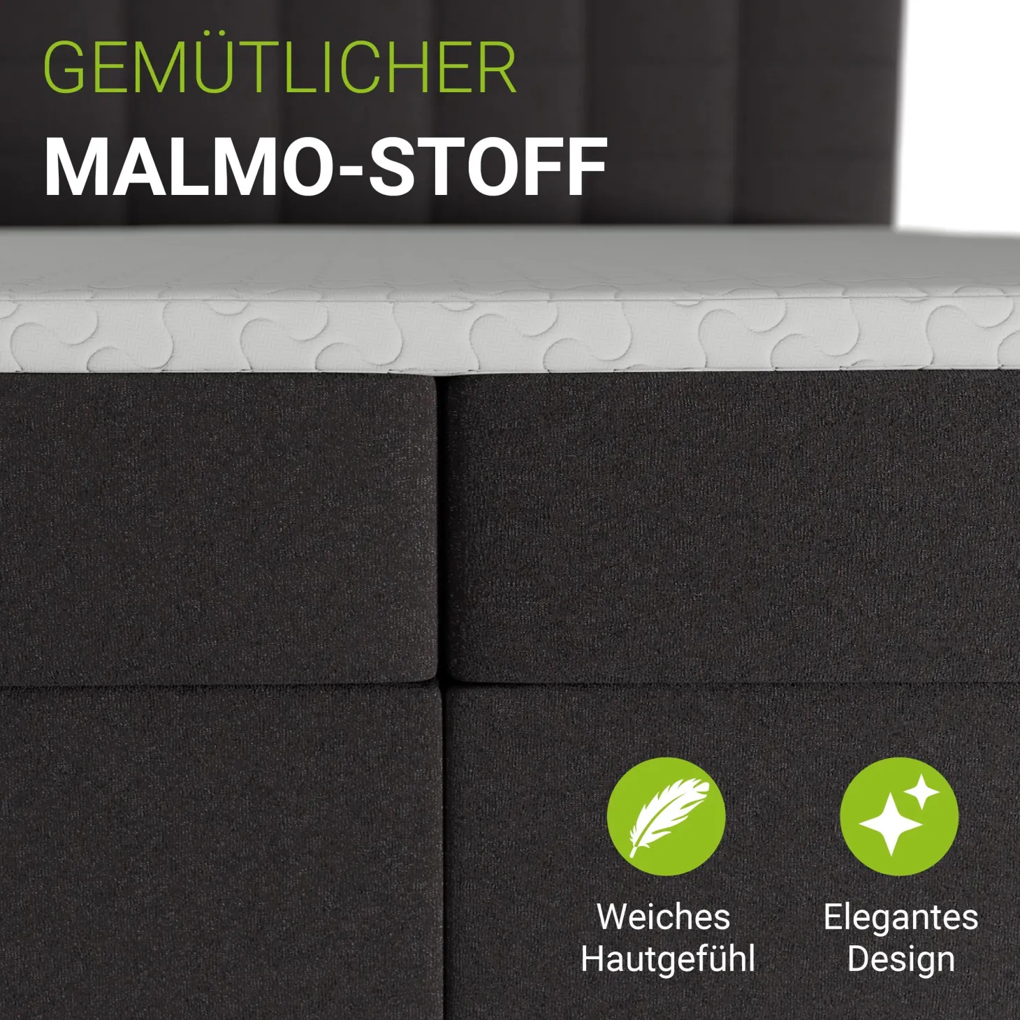 Boxspringbett Seattle - Malmo-Stoff