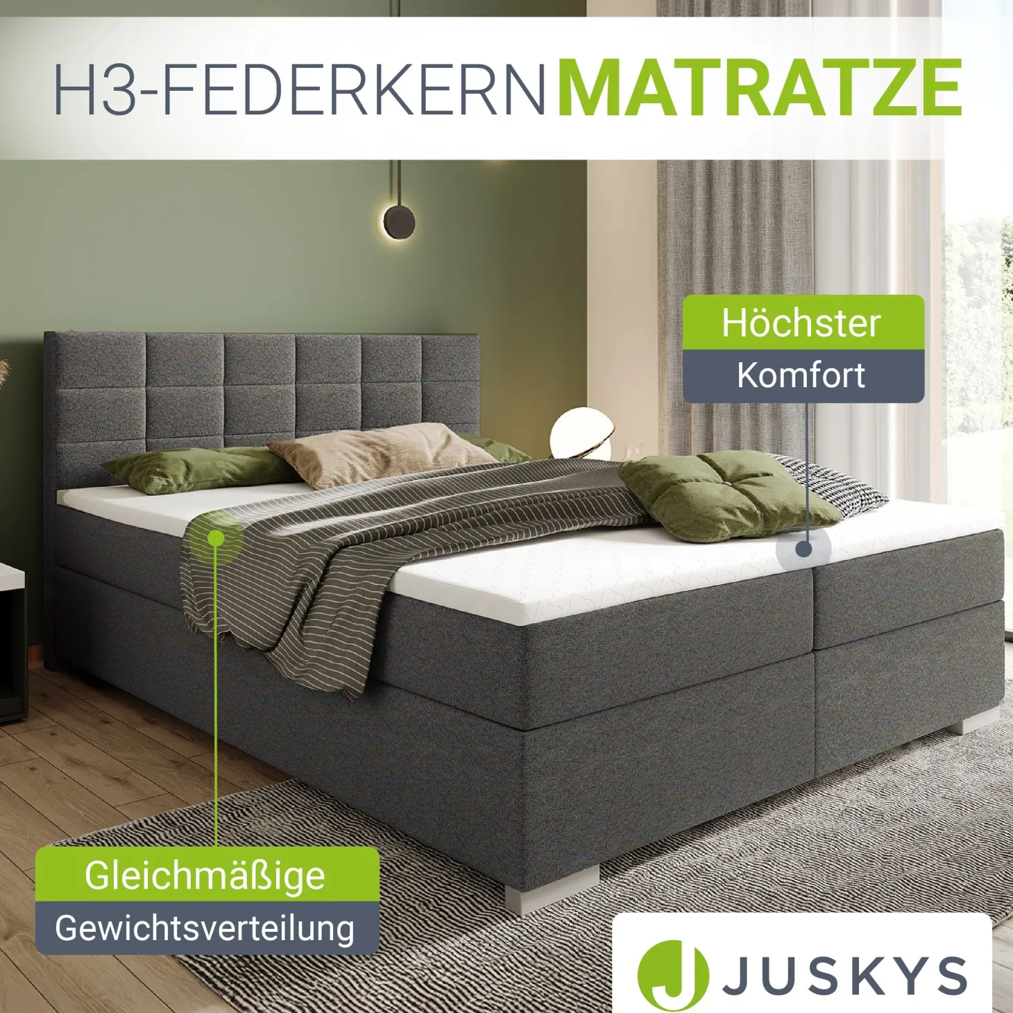 Boxspringbett Seattle - Malmo-Stoff