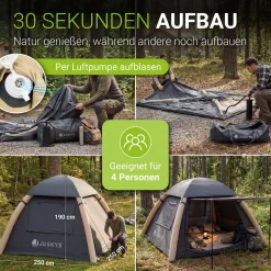 Campingzelt aufblasbar für 1-4 Personen