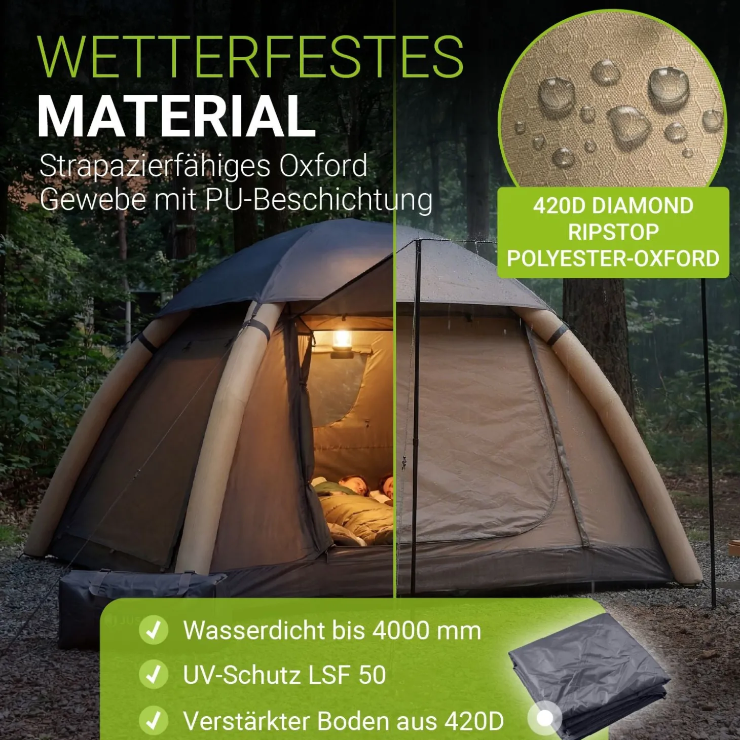 Campingzelt aufblasbar für 1-4 Personen
