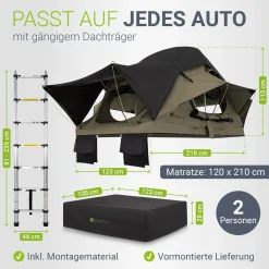 Dachzelt Lago für 2-3 Personen