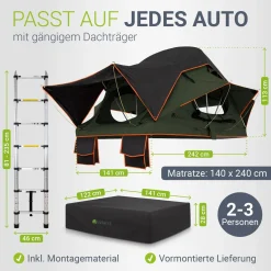 Dachzelt Lago für 2-3 Personen