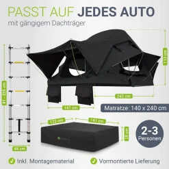 Dachzelt Lago für 2-3 Personen