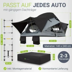 Dachzelt Lago für 2-3 Personen