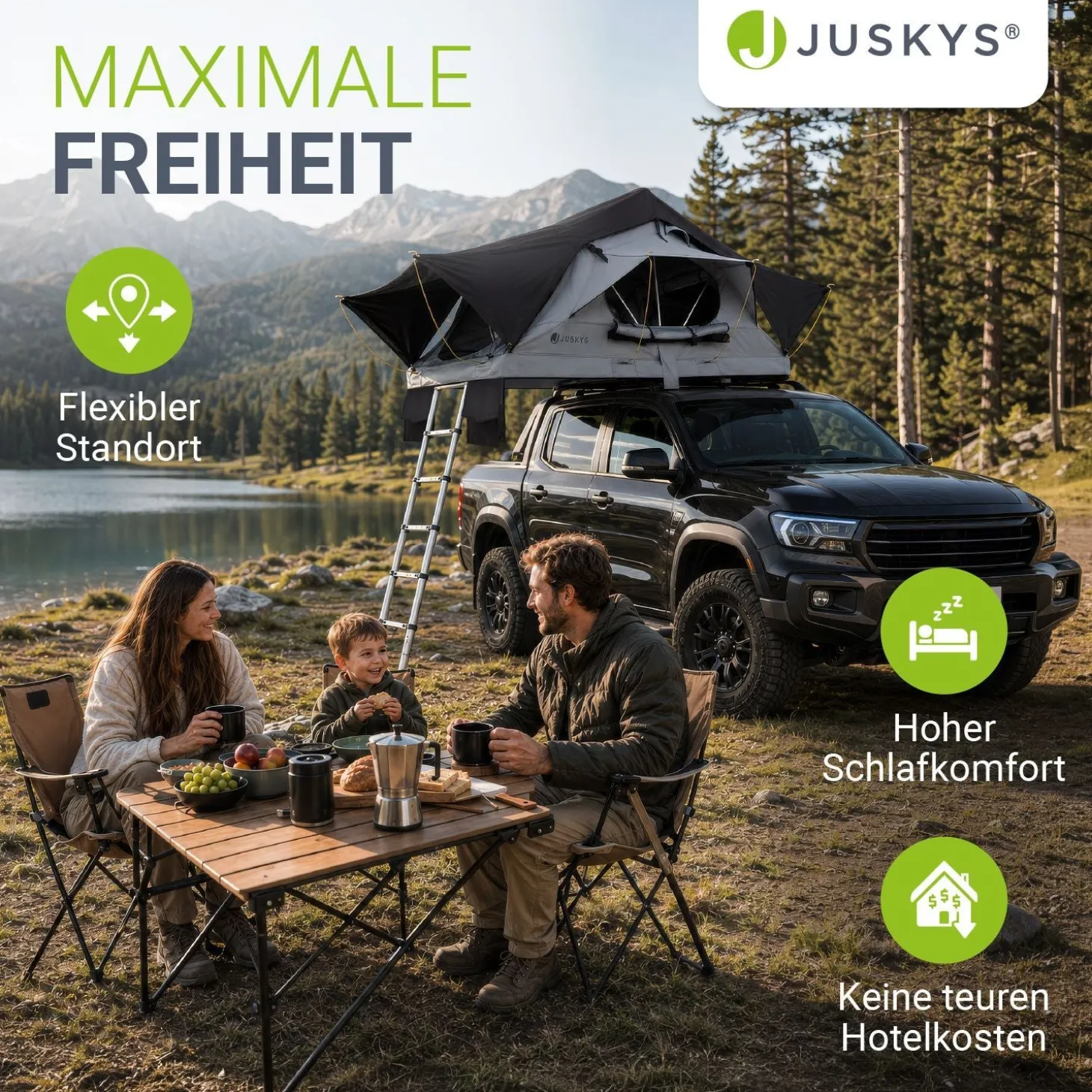 Dachzelt Lago für 2-3 Personen
