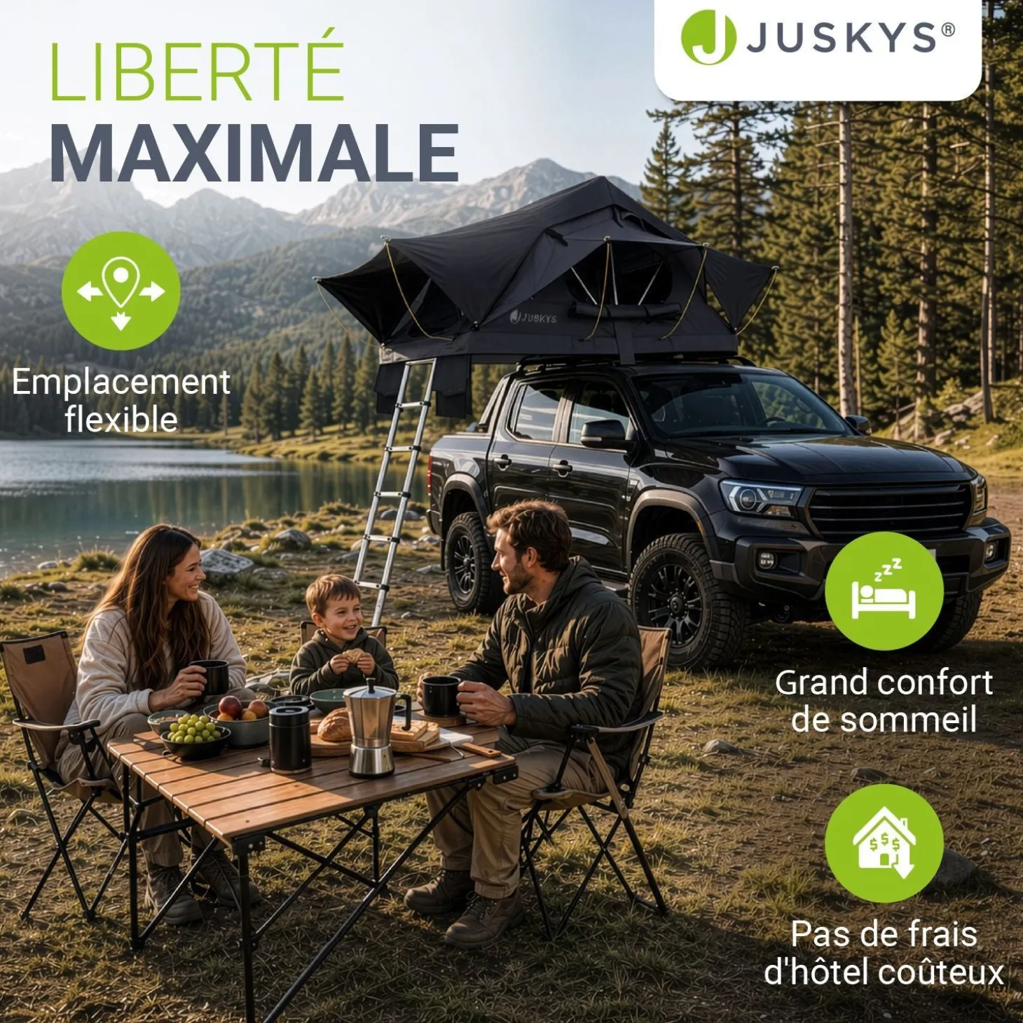 Dachzelt Lago für 2-3 Personen