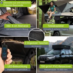 Dachzelt Lago für 2-3 Personen