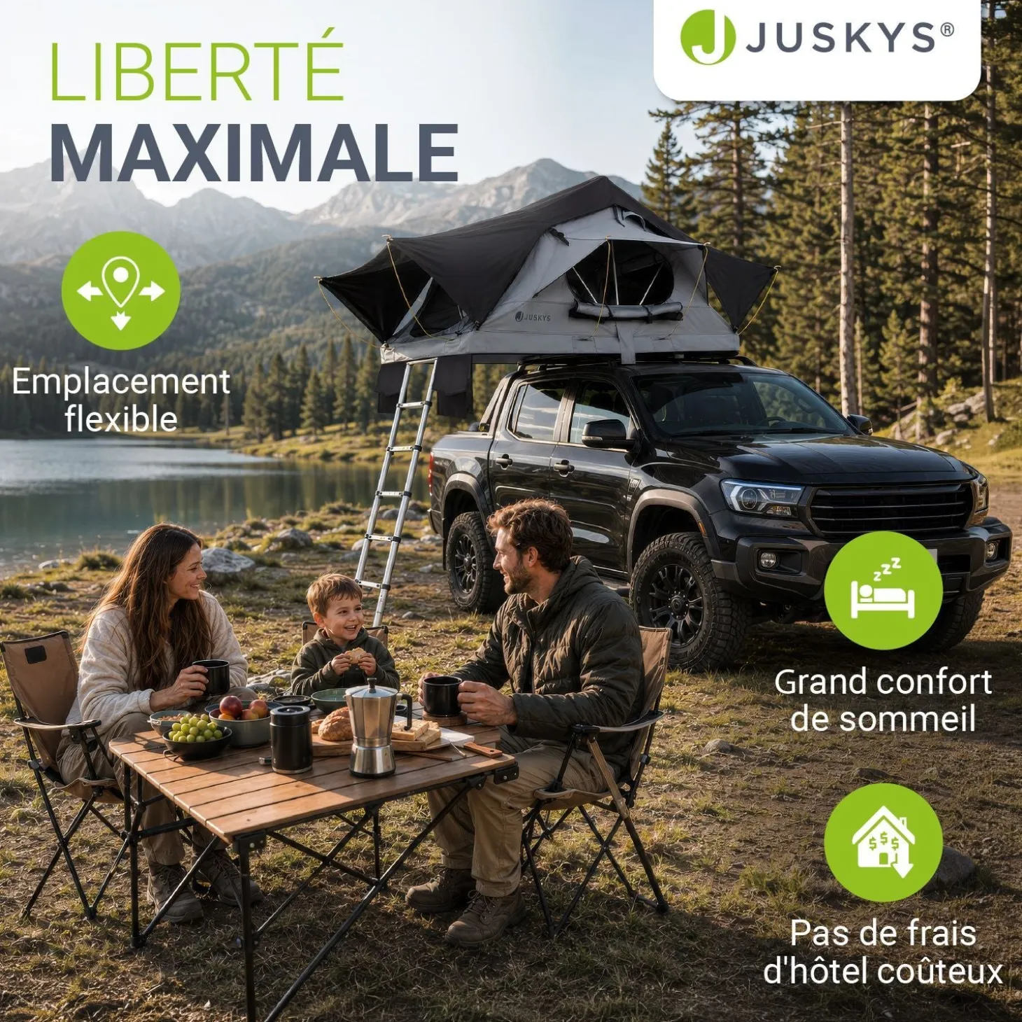 Dachzelt Lago für 2-3 Personen