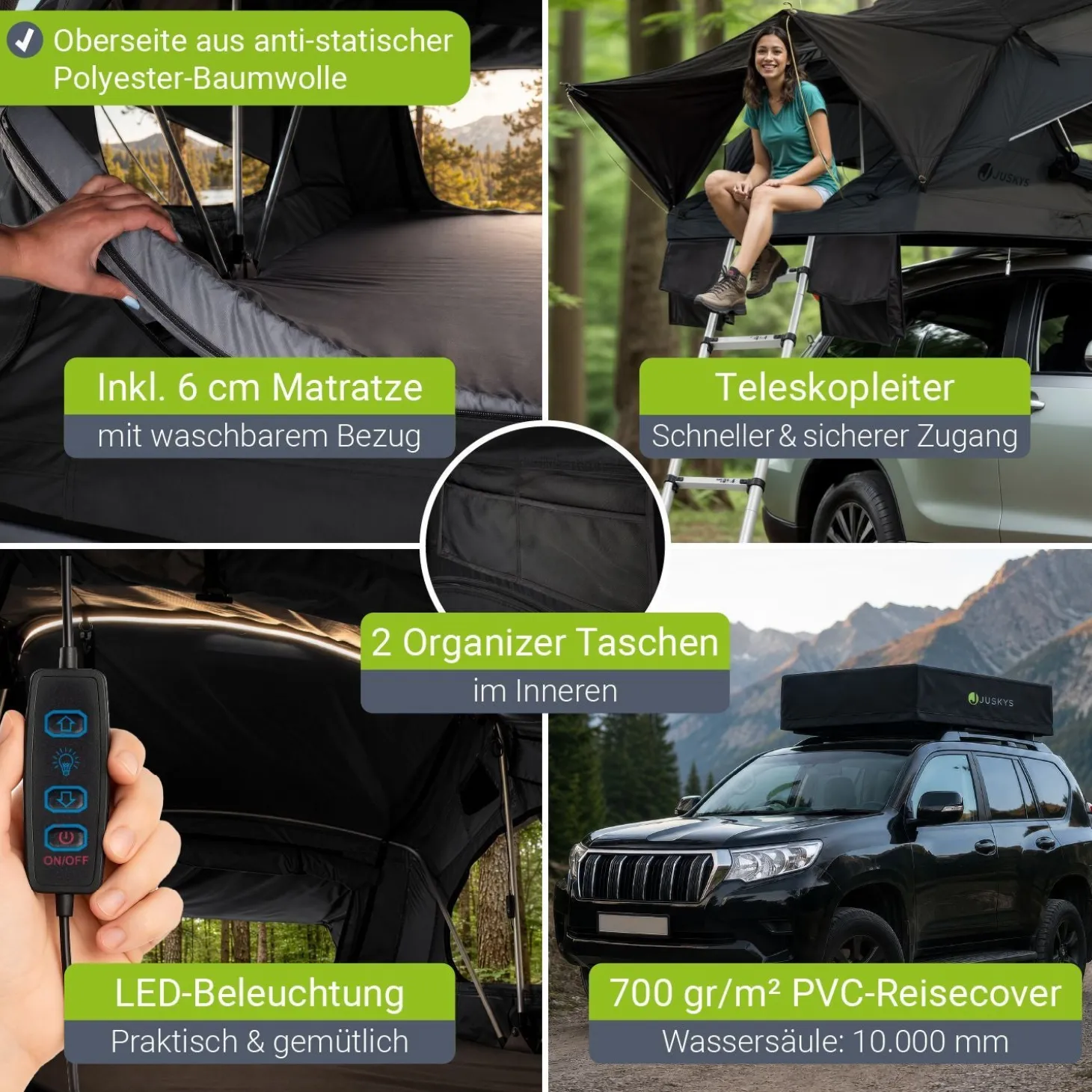 Dachzelt Lago für 2-3 Personen