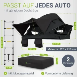 Dachzelt Lago für 2-3 Personen