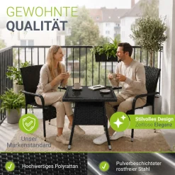 Eckiger Polyrattan Gartentisch Yoro