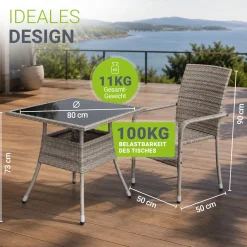 Eckiger Polyrattan Gartentisch Yoro