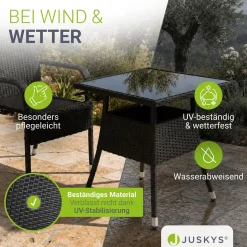 Eckiger Polyrattan Gartentisch Yoro