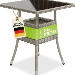 Eckiger Polyrattan Gartentisch Yoro