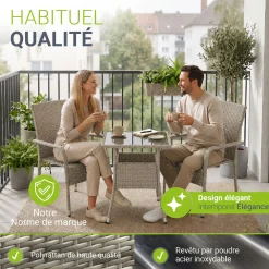 Eckiger Polyrattan Gartentisch Yoro