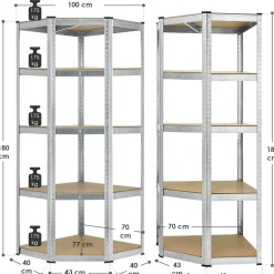 Eckregal Corner Basic 180 x 70 x 40 cm