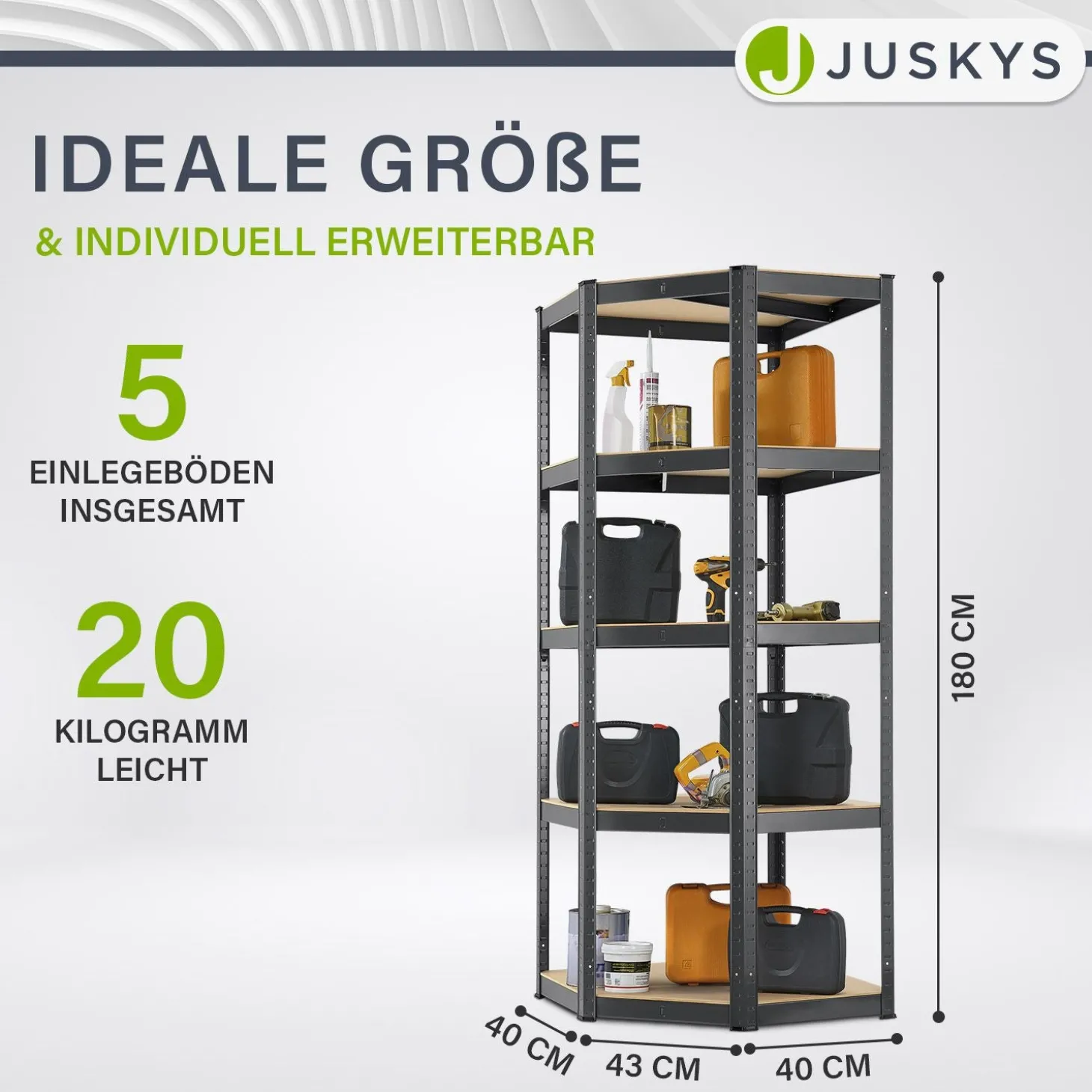 Eckregal Corner Basic 180 x 70 x 40 cm
