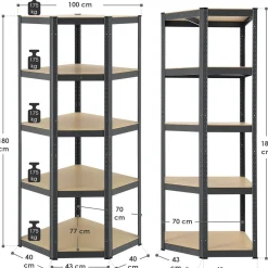 Eckregal Corner Basic 180 x 70 x 40 cm