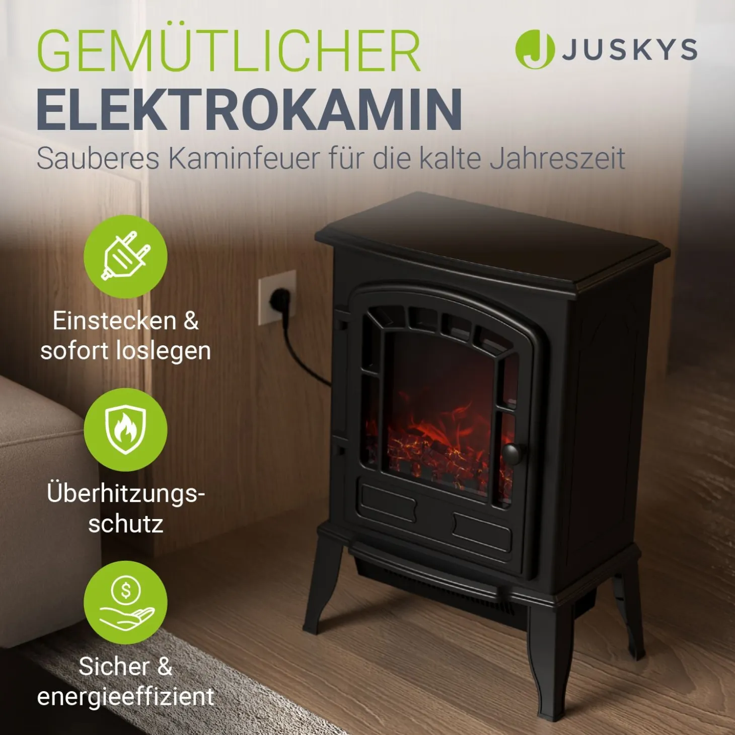 Elektrokamin 2000W mit Flammeneffekt