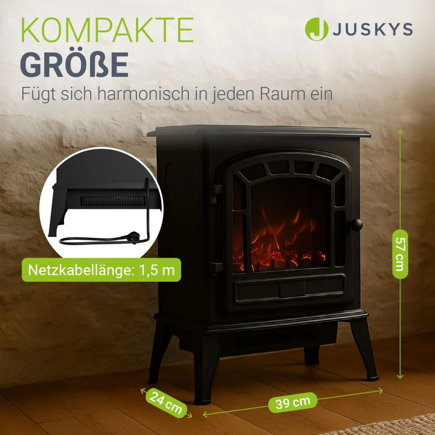 Elektrokamin 2000W mit Flammeneffekt