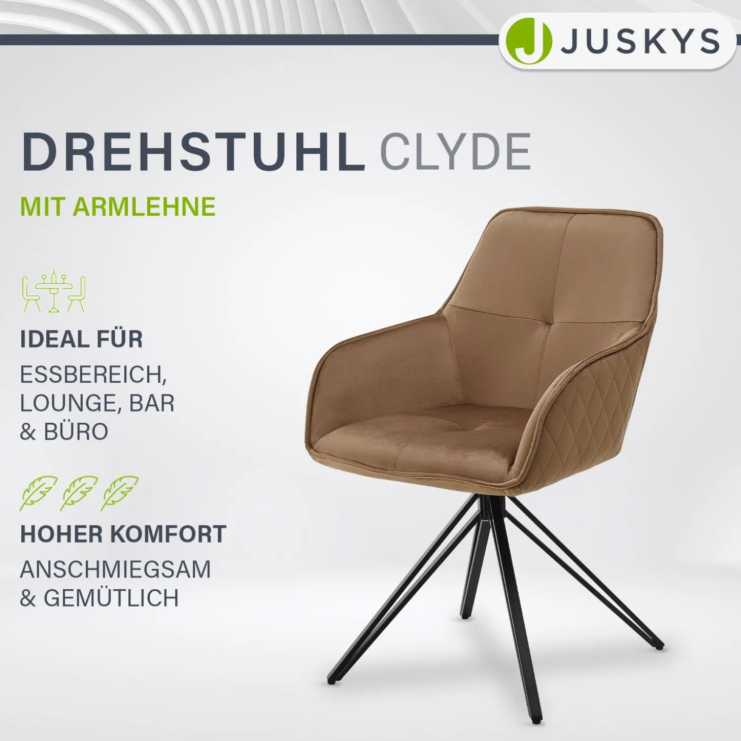 Esszimmerstuhl drehbar mit Samt Clyde